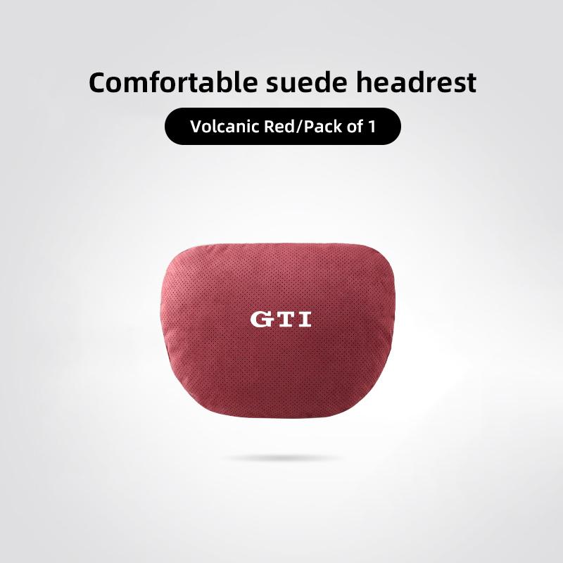 Car Suede Headrest Seat Neck Pillow Head Support For VW Tiguan Arteon Taigo Caddy CC e-up Golf Polo Passat Jetta Amarok Hub Cap
