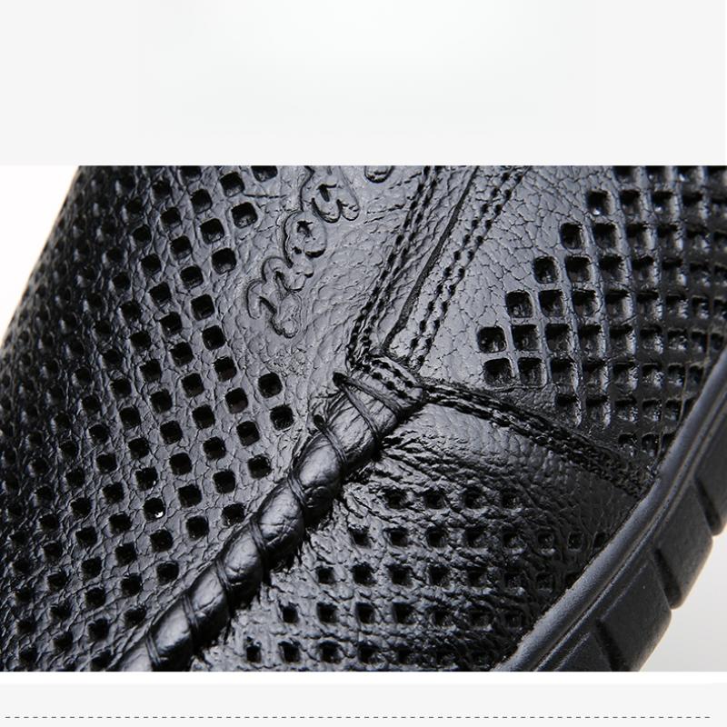 Fashion Men's Hollow Leather Shoes Summer Soft Sole Men's Loafers Platform Bussines Dress Shoes Men Casual Sandals Shoes