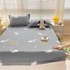 Romantic Love Bow Pattern Fitted Sheet Set Skin-friendly Breathable 3Pcs Mattress Cover with Elastic Band Queen Size Bedding Set