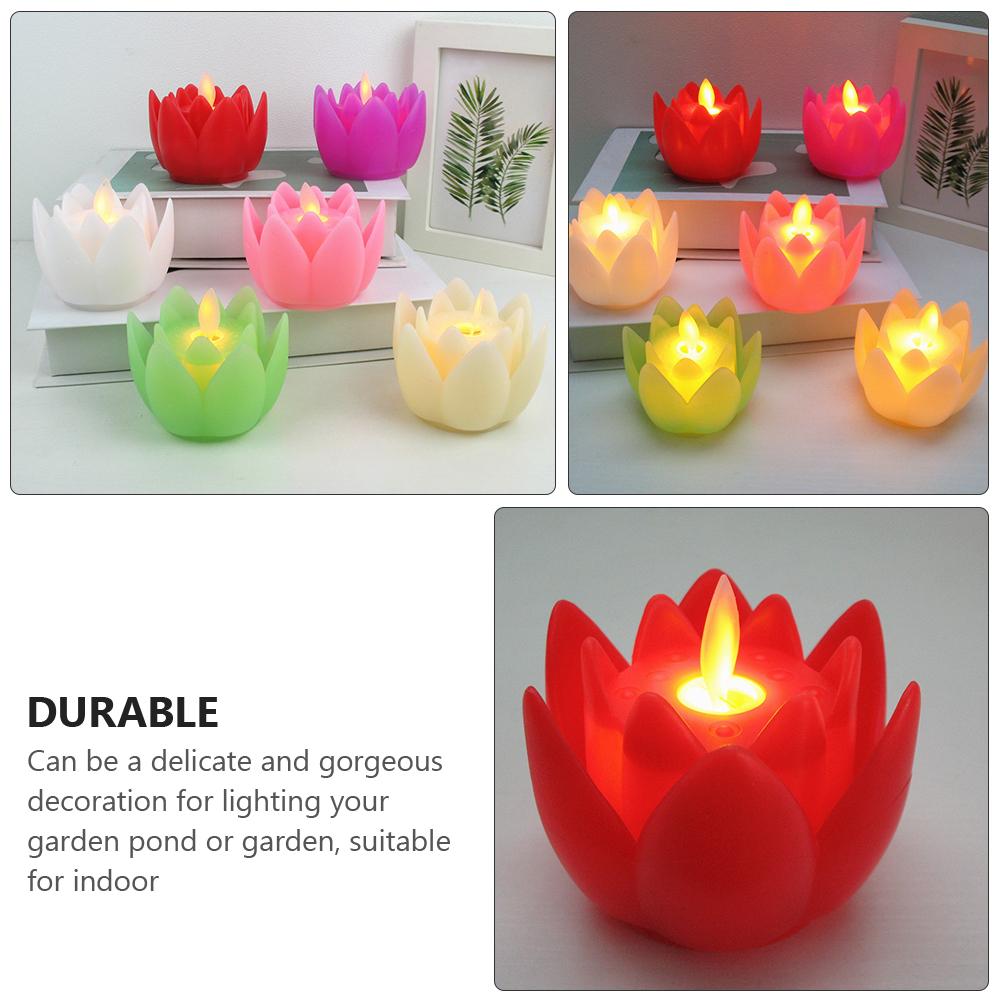 Large Lotus Lamp Light Flower Night Household Lantern Red Plastic Fake Decorative Candles