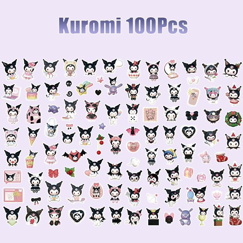 50 100Pcs Sanrio Laptop Stickers Cartoon Hello Kitty Cinnamoroll Kuromi Melody Cute Suitcase Guitar Waterproof Sticker Toys