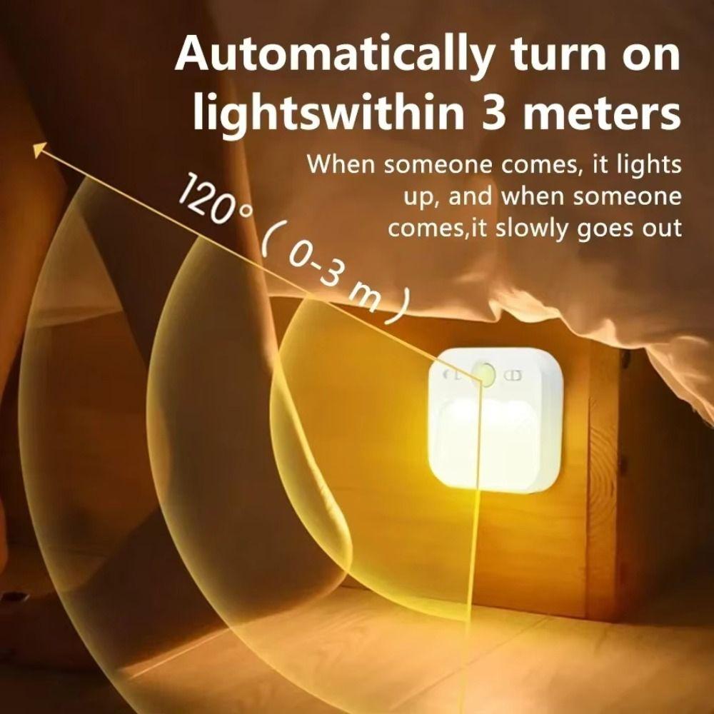 White Color Motion Sensor Light Square Shape Rechargeable Light Magnetic Light  Stairs