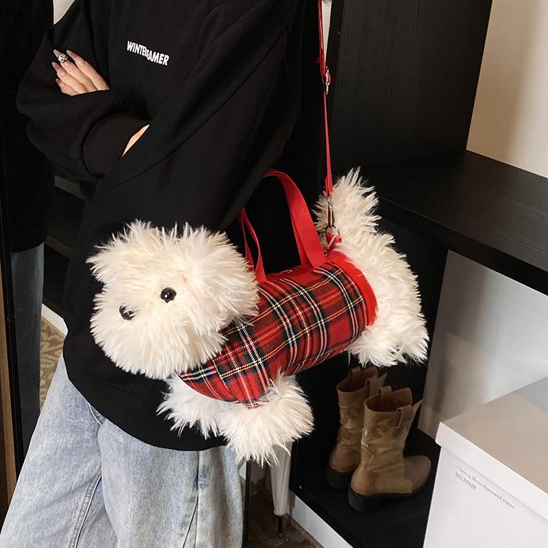 Cute Plush Puppy One-shoulder Crossbody Girl Doll Cartoon Crossbody Bag One-shoulder Doll