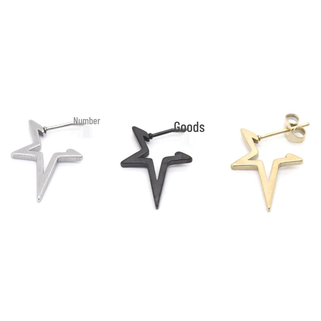 Retro Geometric Five-Pointed Star Stainless Steel Stud Earrings for Women