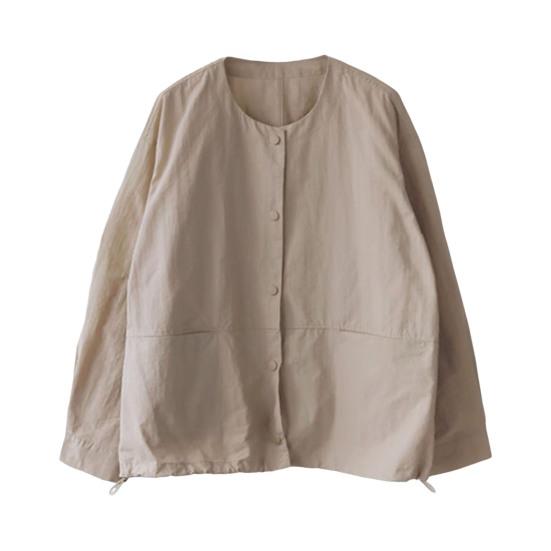 Women Coat Round Neck Long Sleeve Single Breasted Cardigan Solid Color Jacket Coat with Pockets Daily Wear