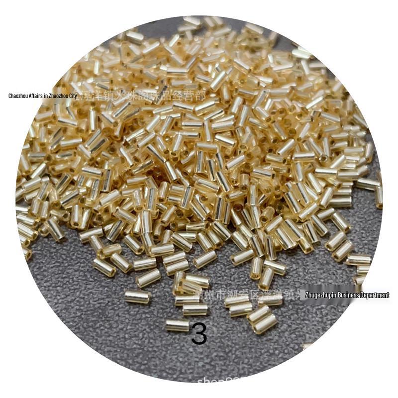 1.5x3mm Miyuki Japanese Glass Tube Beads for DIY Embroidery - Gold/Silver