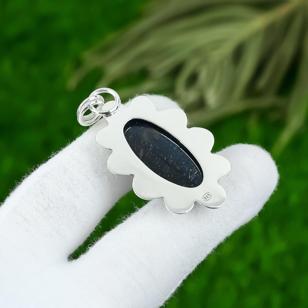 Oval Nellite Stone 925 Silver Anniversary Bezel Elegant Trendy Pendant Jewelry