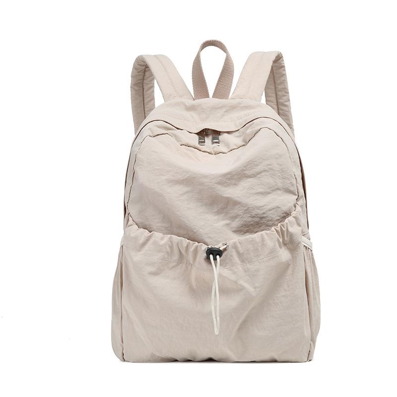 Solid Color Nylon Backpack Large Capacity Casual Simple College Students Unisex Versatile Lightweight Backpack