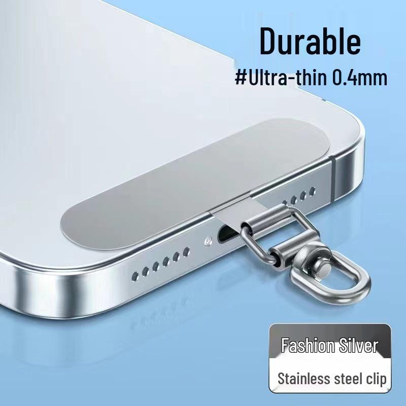 Ultra-thin 360° Rotating Stainless Steel Phone Lanyard Clip with Anti-Lost Universal Back Sticker