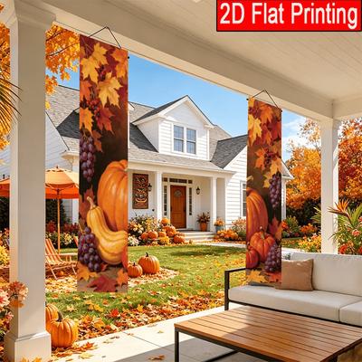 2pcs Thanksgiving Door Couplet Red Polyester