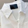 Women's Chic French White Short-Sleeve Shirt with Turn-Down Collar - Elegant Summer Design