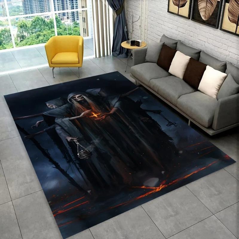 Grim Reaper Death Skull Gothic Area Rug,Carpet Rug for Home Living Room Bedroom Sofa Doormat Decor,kids Non-slip Floor Mat Gift