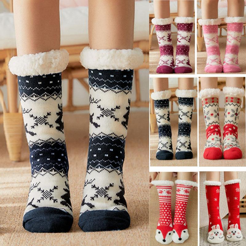 

Женские зимние нескользящие мягкие уютные носки-тапочки с флисовой подкладкой, пушистые теплые домашние носки