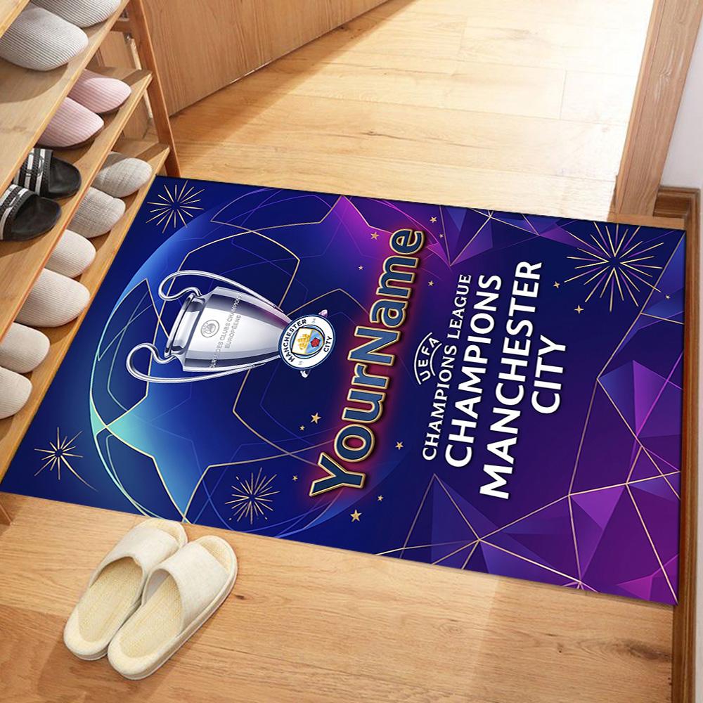 Manchester City Customized Name Area Rug Design for Decorate room Entryway Dining Room Balcony Antislip Carpet Decorate Offices Gift for Festivals