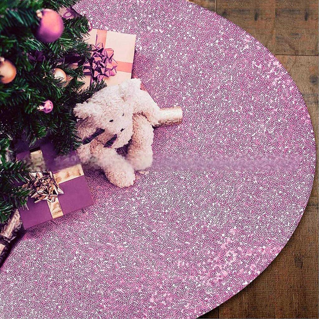 Christmas Tree Skirt Embroidered Sequin Tree Skirt Christmas Sequin Double Layer Tree Skirt Plush Snowflake Tree Skirt
