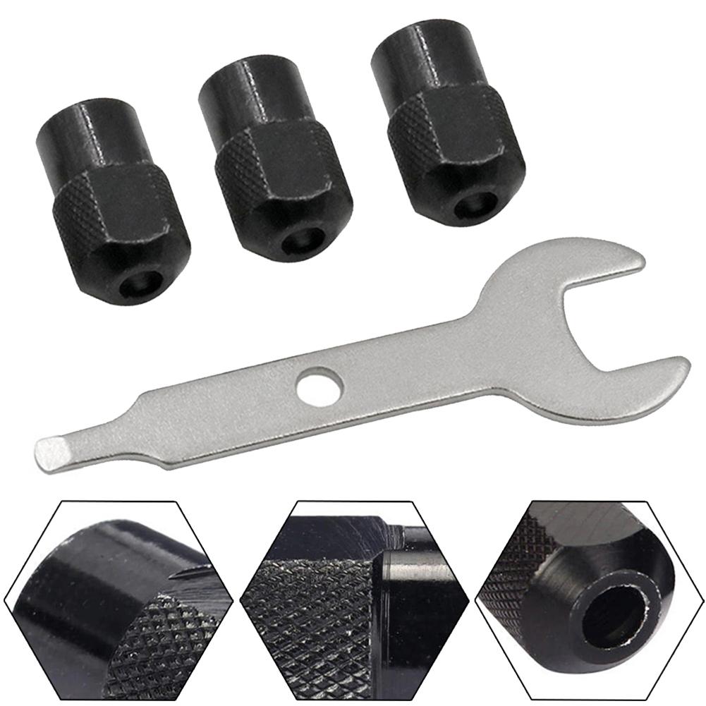 3*Chuck Nut+1*Wrench Mini Drill Chuck M8*0.75mm Chuck Nut Rotary Tool Accessories + Wrench For Most Rotary Zinc Alloy Tools