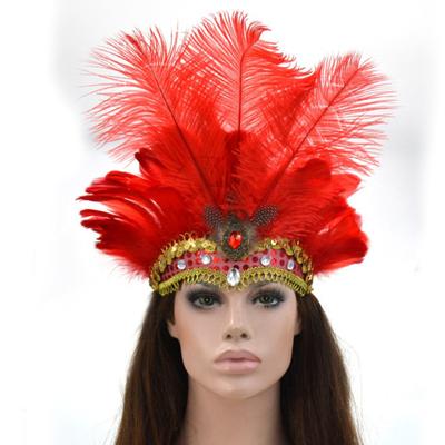 Women Sequins Rhinestone Feather Headband Show Halloween Dancing Party Headpiece