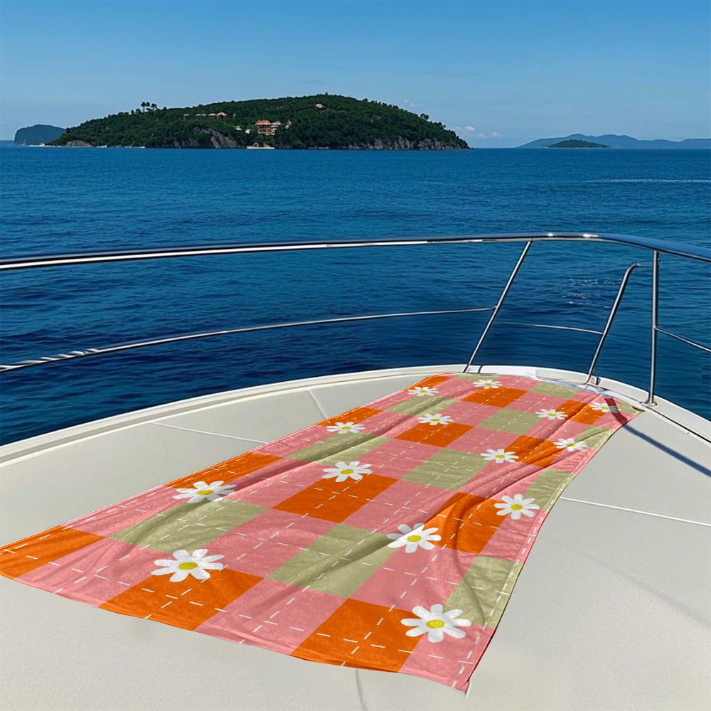 Checkered Daisies Quick Drying Bath Towel Microfiber Beach Towel - Light Weight Swimming Camping  Yoga Beach Out