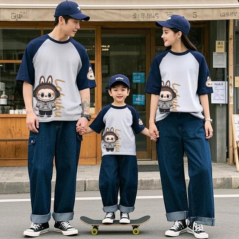 Kreslená grafika Dětská Dámská LABUBU Potištěné Tričko Léto Dámská Móda Dívčí Tričko s Krátkým Rukávem Top Pulovr Oblečení