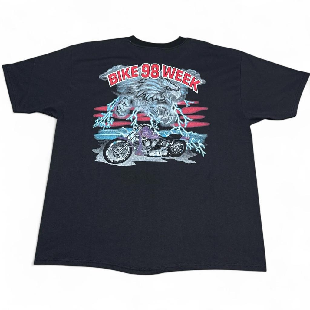 Maglietta Vintage Harley Bike Week Anni '90 Taglia Adulto XL Aquila Fulmine Nero