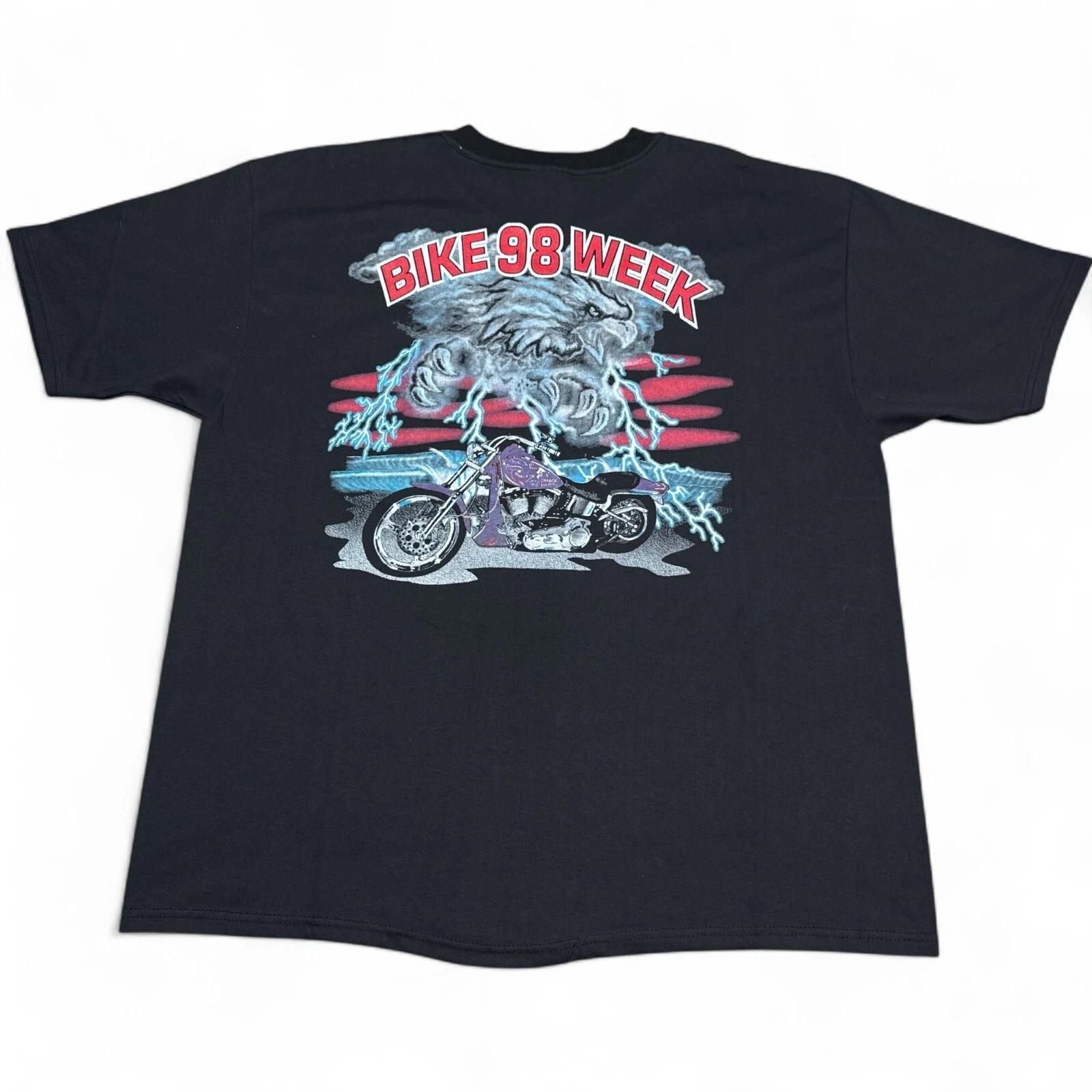 

Vintage 90s Harley Bike Week Tee Shirt Adult Size Xl Black Eagle Lightning XL