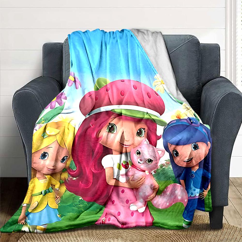 1Pc Strawberry Shortcake Garden Blanket For Couch Bed Plush Cozy Fuzzy Blanket Super Soft Warm Blankets For Fall And Winter 0918255