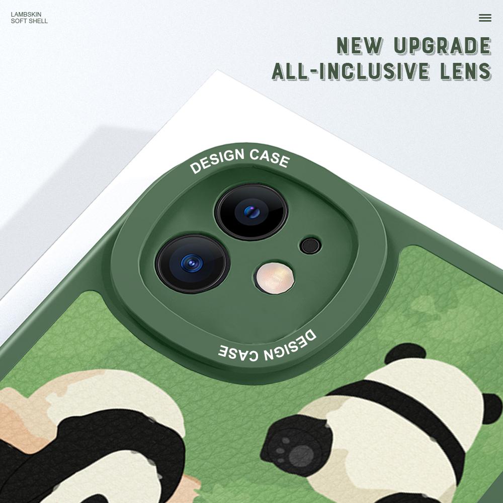 Slim Skin Feeling Cartoon Cute Panda Soft Silicone PU Leather Cover Phone Case for iPhone Samsung Huawei Honor Xiaomi Redmi OPPO Realme Vivo