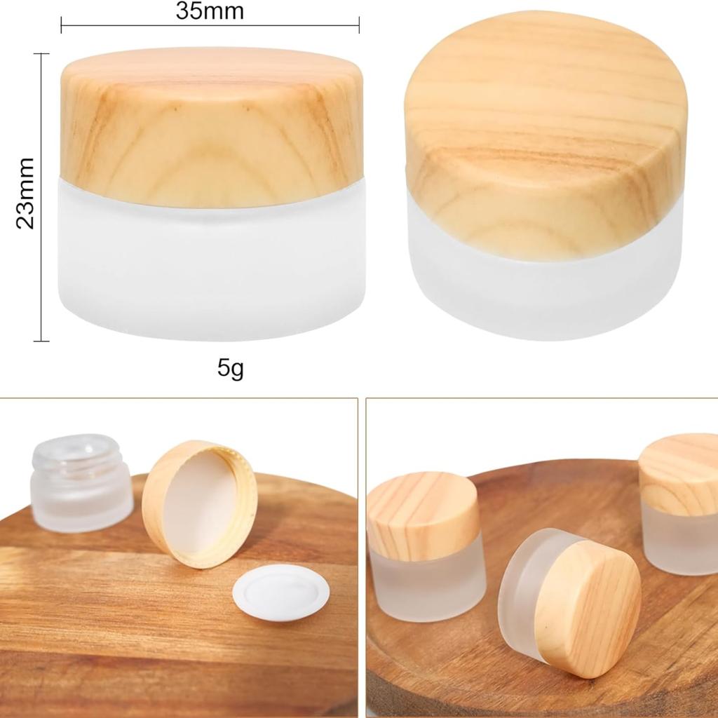 32 Piezas Frascos Vacíos Redondos Vidrio Transparente Mate Contenedor de Cosméticos Botella de Muestra Recargable Caja Tarro para Crema Facial para Maquillaje