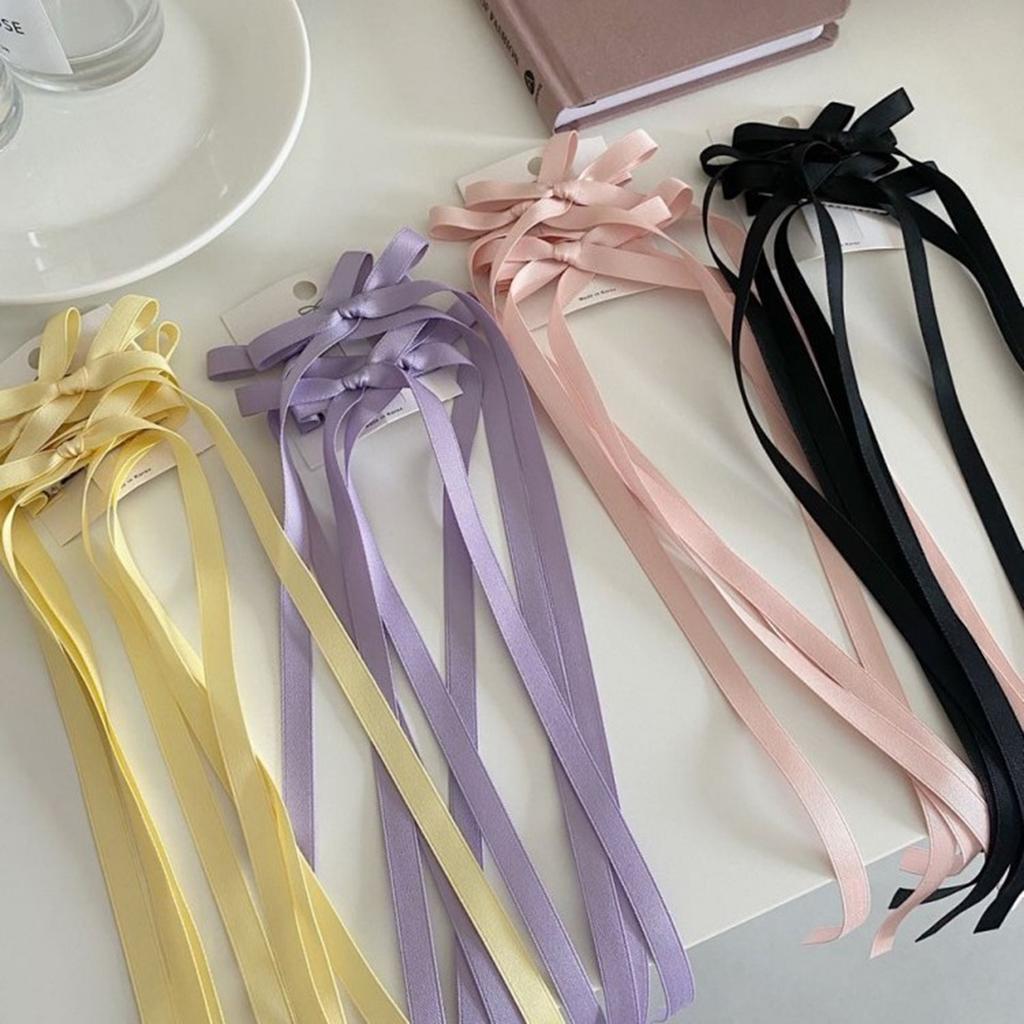2pcs Y2K Ribbon Bow Hair Clips Decorative Hairpins with Floating Tails for Women Weddings and Parties DEcoration