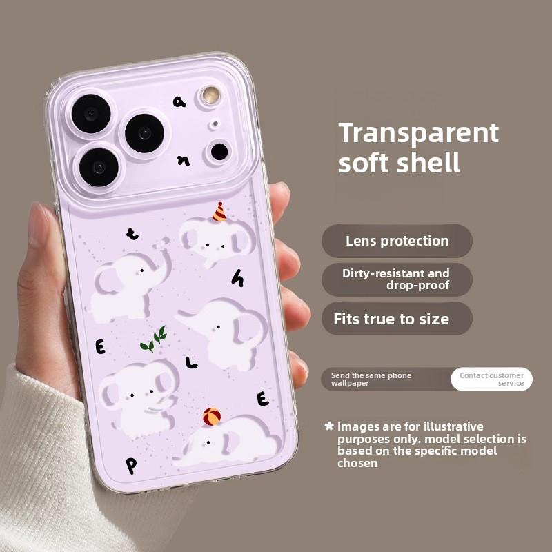 Orange Little Elephant Apple 17 Pro Max Phone Case 17 Pro Cute Air Transparent TPU Shockproof 17 Protective Cover 16