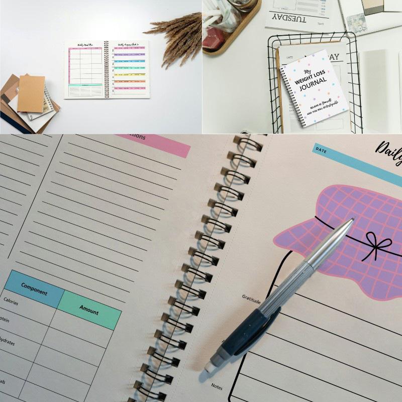 Spiral-Bound Weight Loss Journal & Fitness Planner Daily & Weekly Meal Tracker Step-By-Step Diet Plan Motivational Goal Tracker