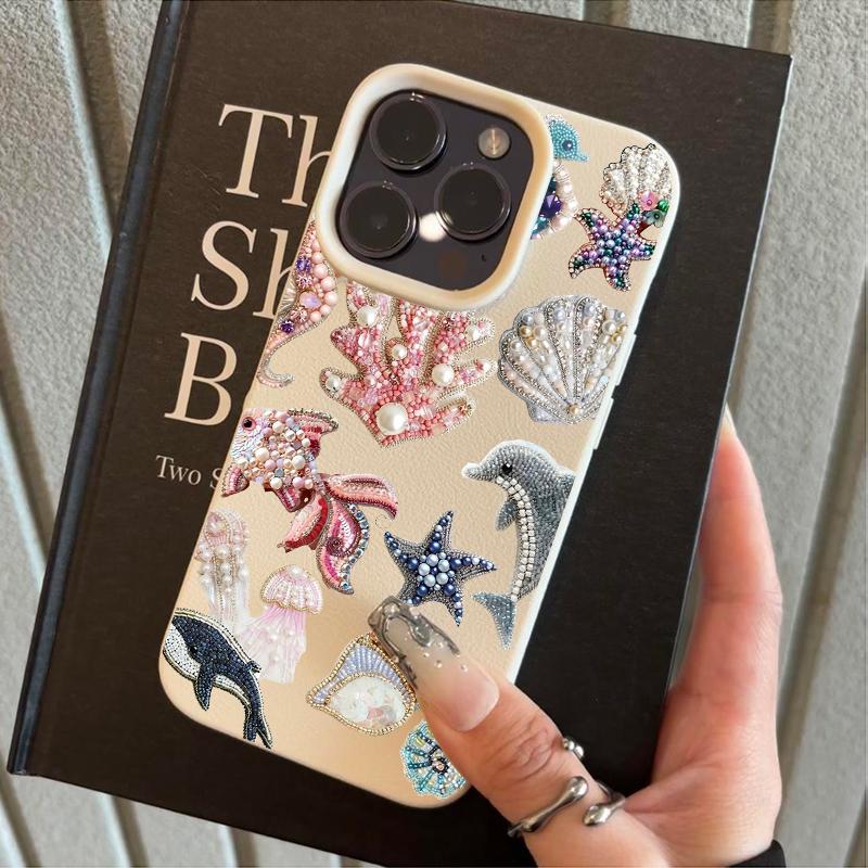 Ocean Marine Life Print Pattern Design Protective Cover for iPhone 17 16 15 14 13 12 11 16E Series Pro Max Plus