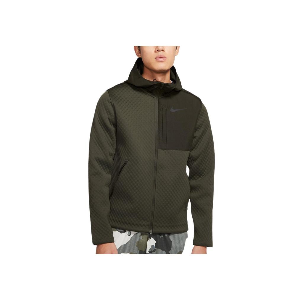 Nike Spliced Design Logo Print Hooded Jacket Men Outerwear Dark-Green BV3999-355