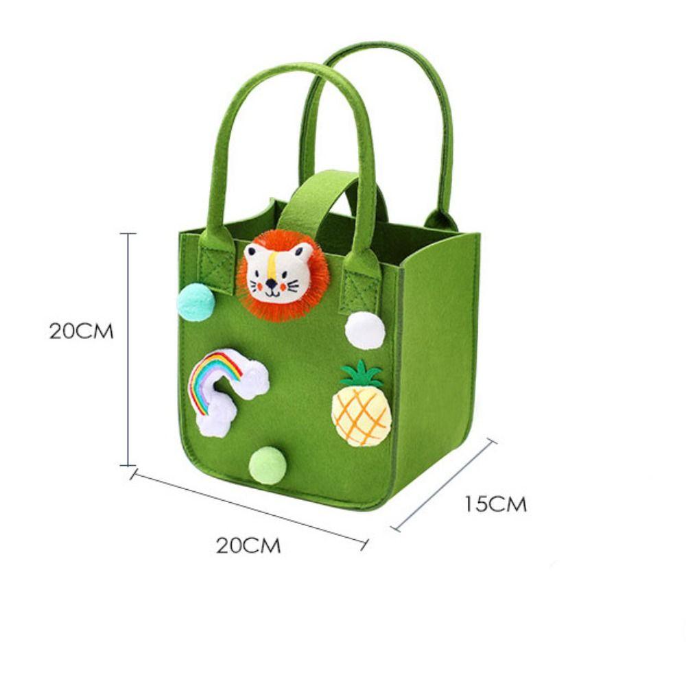 Fashion Fur Ball Multi-purpose Cartoon Doll Women Handbag Candy Bag Felt Tote Bag Storage Basket