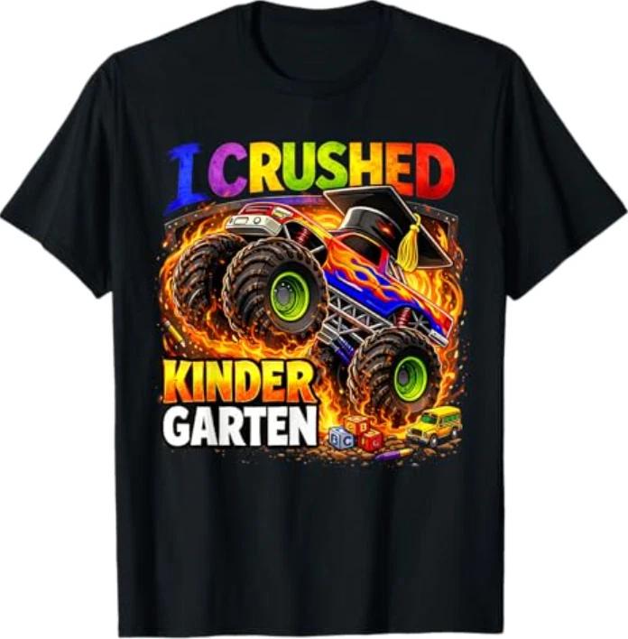 I Crushed Kindergarten Monster Truck Graduation T-Shirt XL