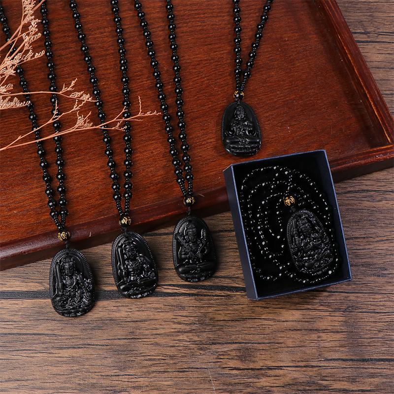 Amitabha Pendant Necklace Carved Buddha Lucky Amulet Necklaces For Women Men Jewelry Gifts