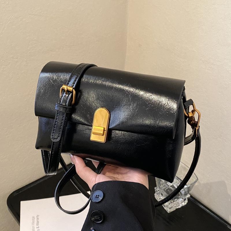 Autumn and winter retro women's work small bag versatile high-end oil wax leather fashion shoulder messenger bag