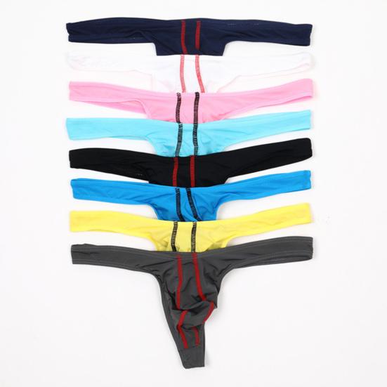 Men's G-Strings Sexy Pouch Bulge Underwear Seamless Hot T-Back Thong Butt-Flaunting Low Rise Stretchy Briefs