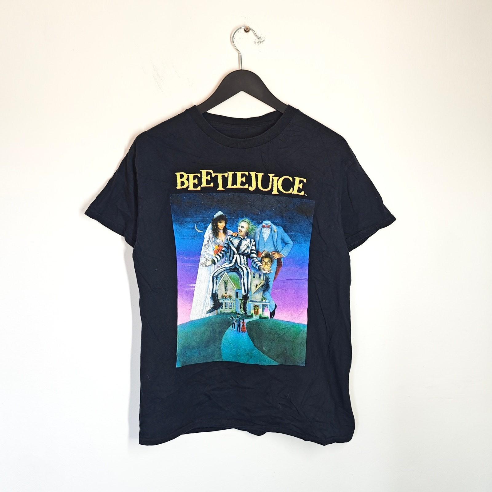 Beetlejuice T-Shirt Black Mens Medium Double Sided Graphic Print Tee L