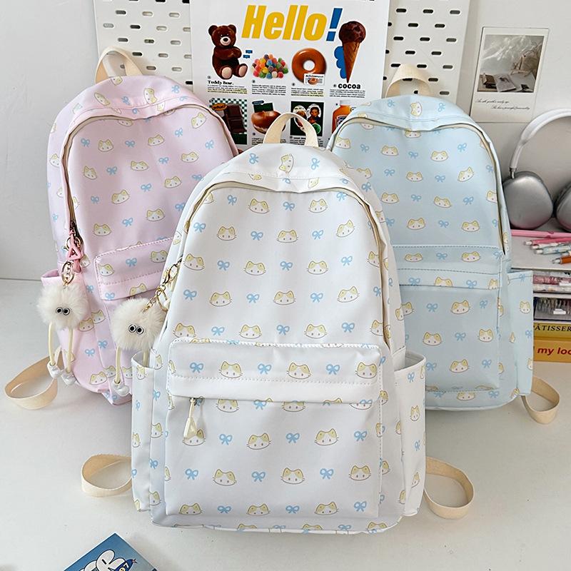 New backpack student cute kitten school bag Japanese simple light casual backpack large capacity school bag