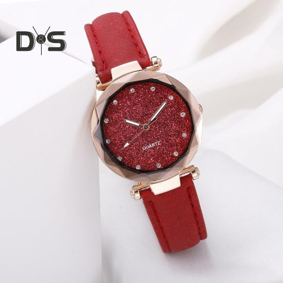 Dam Casual Klocka Strass Rund Urtavla Faux Läderarmband Dam Affär Formell Klänning Kvarts Armbandsur Mode Smycke Tillbehör Födelsedagspresent