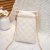 Women's bag, new rhombus embroidered mobile phone bag chain, small square bag, one shoulder messenger women's bag.