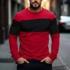 Men's Color Block Long Sleeve T-shirt, Casual Street Essential
