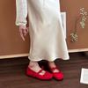 Retro Temperament Square Head Single Shoes Bow Ballet Shoes Women's Summer French New with Skirt Mary Jane Shoes