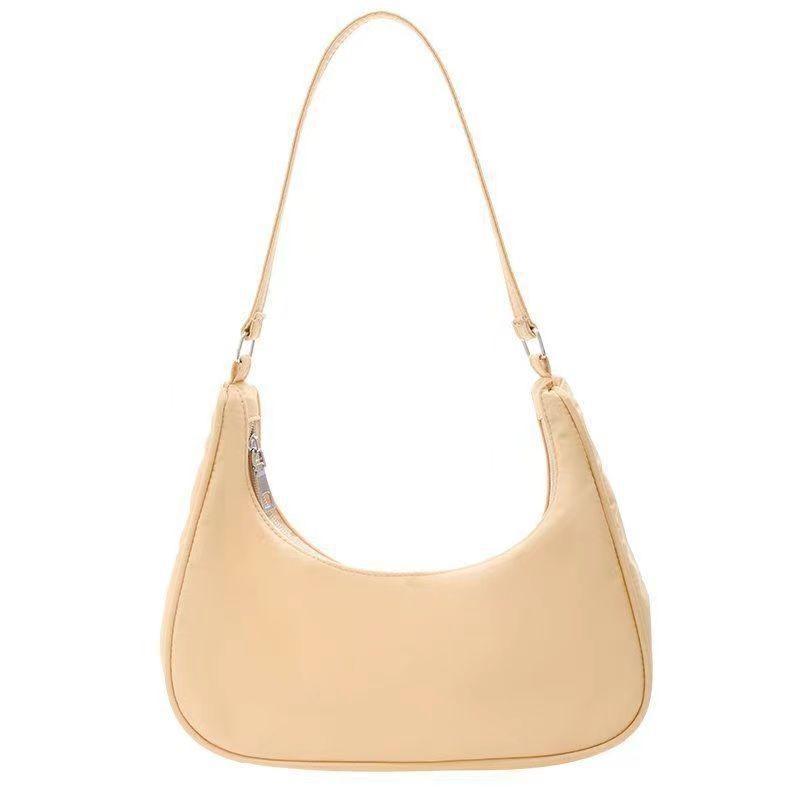 Borsa a tracolla da donna in nylon tinta unita a forma di raviolo, da portare sotto il braccio o a spalla, borsa a messaggero