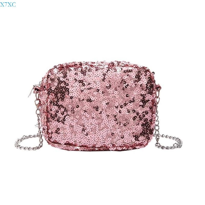 

X7XC Versatile Women s Evening Purse With Sequined Embellishment Stylish Crossbody Bag For Weddomg Party рожевий