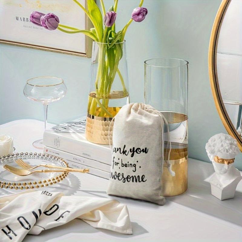 5/10 ks plátěný stahovací sáček, narozeninová oslava, svátek, svatební dekorace dárek, potisk písmen, stahovací šňůrka, stahovací sáček