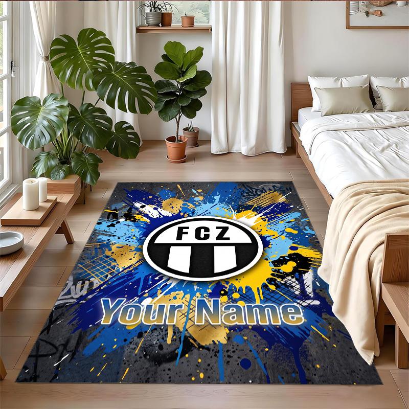 Crystal Velvet Rug Custom Name Text, Soft Non Slip Floor Mat Home DecorFC Zürich