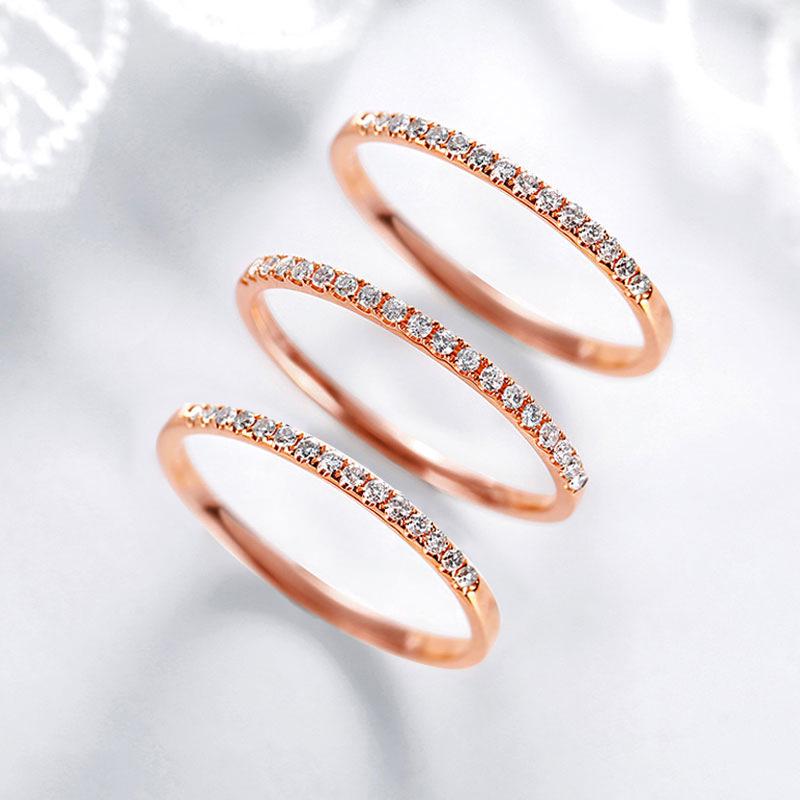 18K Rose Gold s925 Sterling Silver Cubic Zirconia Index Finger Ring for Women – Simulated Diamond Tail Ring
