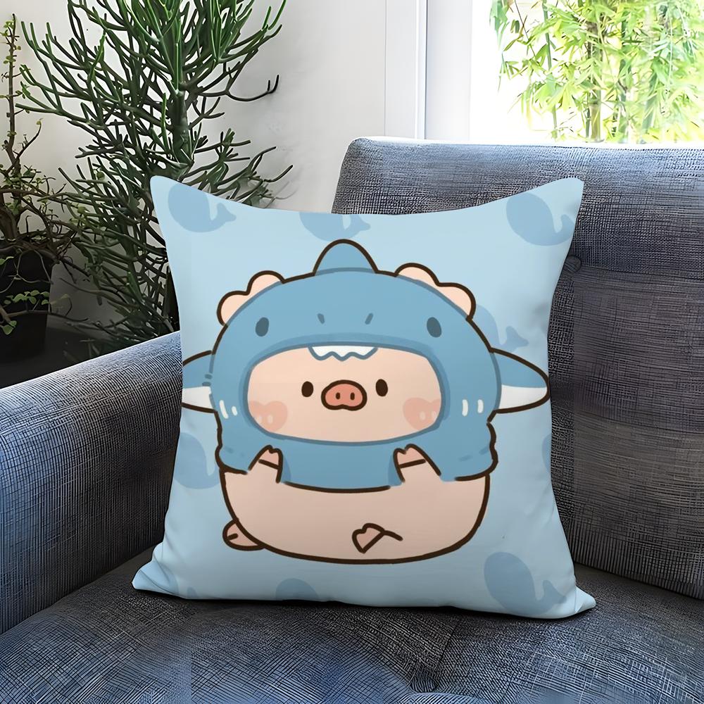 Cartoon Pig Pink L-Lulu Cushion Cover Comfortable Reversible Pillow Cover Ideal for Car Sofa Bedroom & Beyond